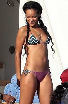 Rihanna flaunting her bikini body