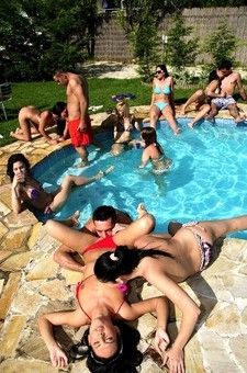 Orgy By The Pool With Hot Bitches